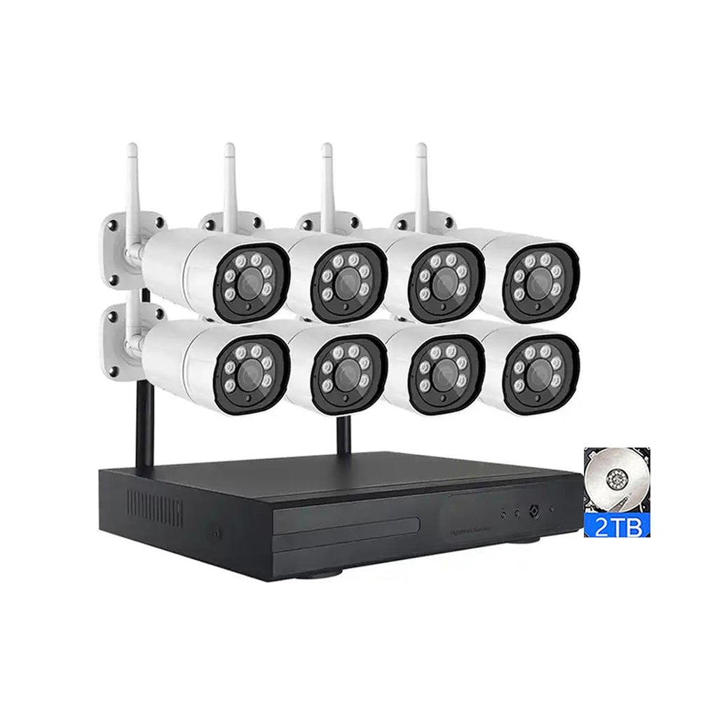 8CH 5MP Home Security Camera System with 8 Cameras and 2T Hard Disk, Wireless WiFi 2K HD Surveillance Camera NVR Kit with Motion Detection, Remote Viewing