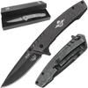 HOKC Airborne | 322-580005 | Pocket Knife, EDC Knife by Official Dealer - Frame Lock, Steel Handle, Ball Bearing Pivot, Ambidextrous Thumb Stud, Finger Flipper, Comfortable Pocket Clip, Long and Durable AUS8 Stainless Steel, Black Stone Wash Finished view 1