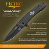 HOKC Airborne | 322-580005 | Pocket Knife, EDC Knife by Official Dealer - Frame Lock, Steel Handle, Ball Bearing Pivot, Ambidextrous Thumb Stud, Finger Flipper, Comfortable Pocket Clip, Long and Durable AUS8 Stainless Steel, Black Stone Wash Finished view 2