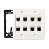 DIYTECH Cat7 Wall Plate - RJ45 Ethernet Wall Outlet, Female to Female Cat 7 Plate, for Network Setup - White (8 Port) view 1