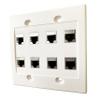 DIYTECH Cat7 Wall Plate - RJ45 Ethernet Wall Outlet, Female to Female Cat 7 Plate, for Network Setup - White (8 Port) view 4