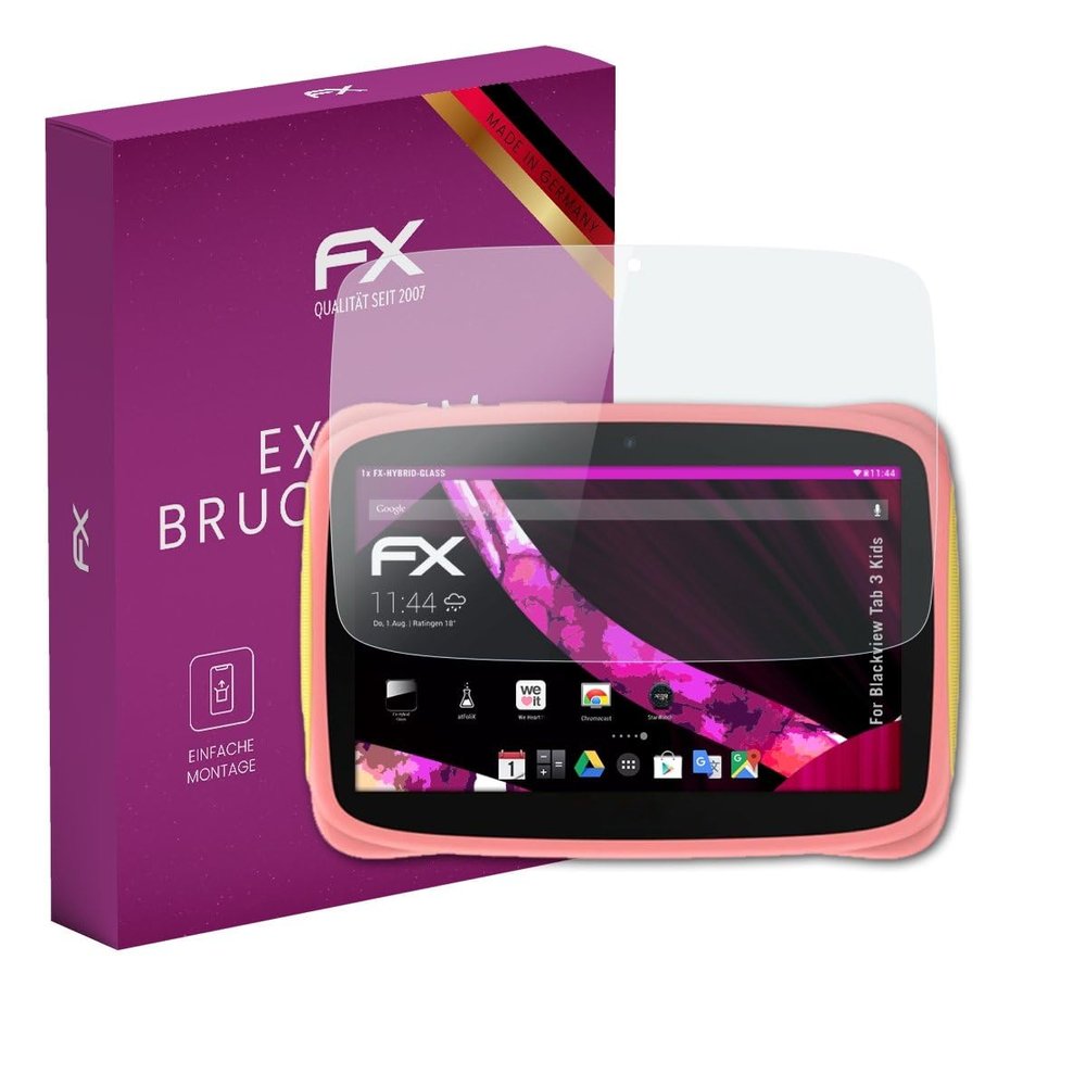 atFoliX Plastic Glass Protective Film compatible with Blackview Tab 3 Kids, 9H Hybrid-Glass FX Screen Protector