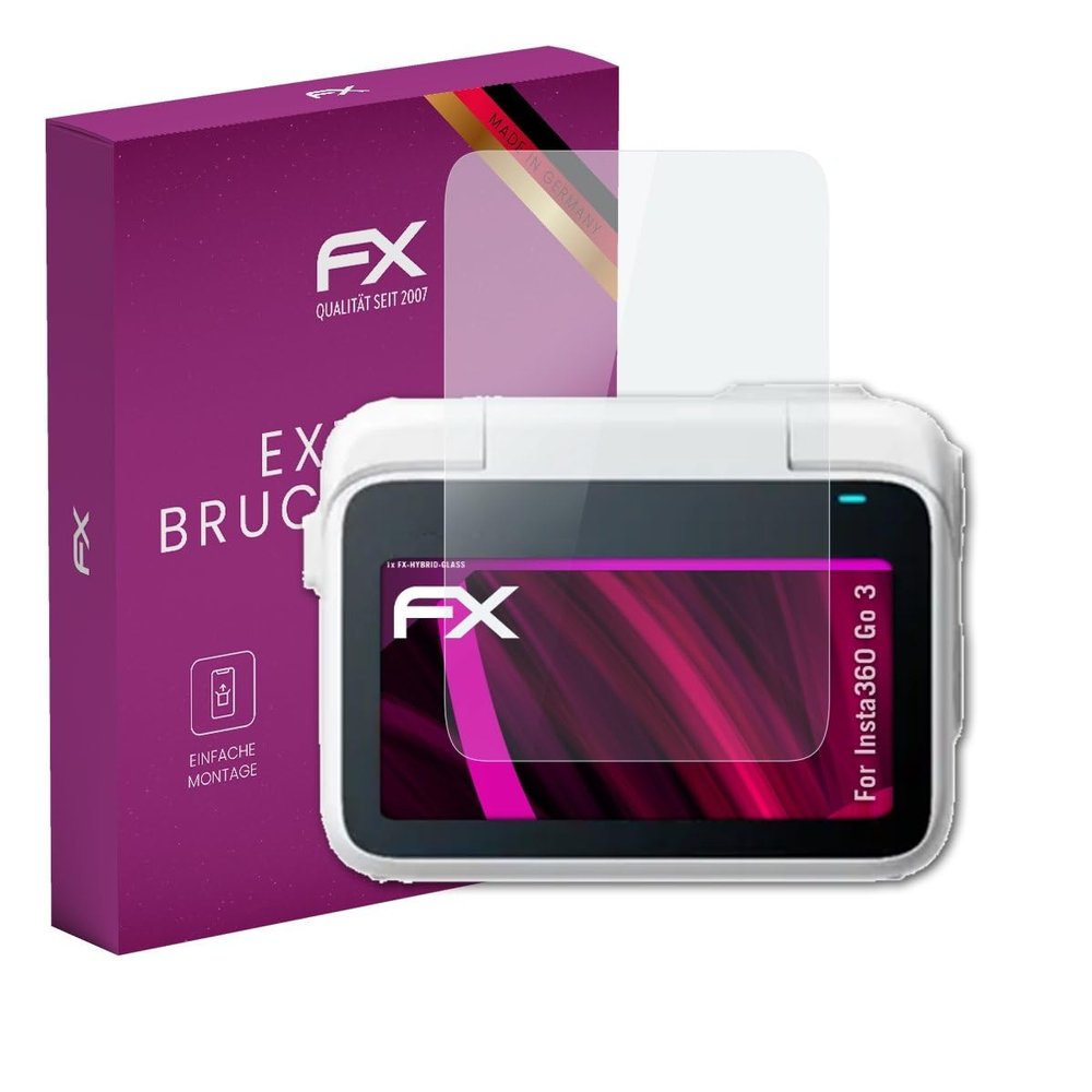 atFoliX Plastic Glass Protective Film compatible with Insta360 Go 3, 9H Hybrid-Glass FX Screen Protector