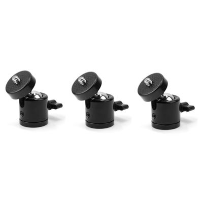 PartyKindom 3pcs Mini Tripod Head Ball Head for Camera 1/4 Threaded 360 Pan Compact Size Plastic and Metal 2.5kg Load