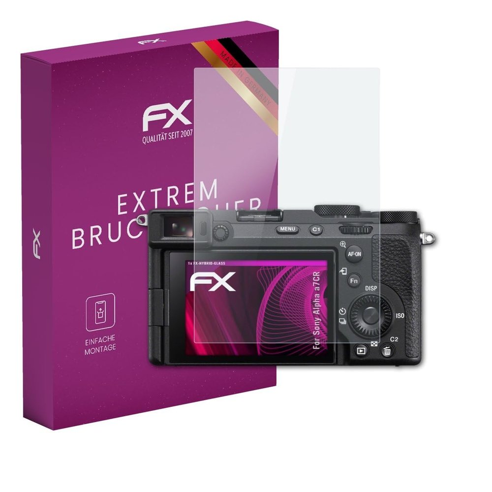 atFoliX Plastic Glass Protective Film compatible with Sony Alpha a7CR, 9H Hybrid-Glass FX Screen Protector