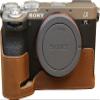 A7C II Case, BMAOLLONGB Handmade PU Leather Half Camera Case Bag Cover Bottom Opening Version for Sony Alpha A7C II with Hand Strap (Coffee) view 1