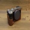 A7C II Case, BMAOLLONGB Handmade PU Leather Half Camera Case Bag Cover Bottom Opening Version for Sony Alpha A7C II with Hand Strap (Coffee) view 2