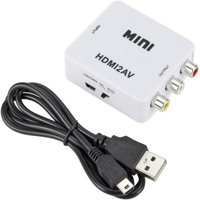 BUBUCAM 1080P HDMI to AV, HDMI to 3RCA Converter Adapter, 3RCA CVBS Composite Video Audio HDMI to AV Adapter with USB Charging Cable for TV DVD PAL PS3 NTSC(White)