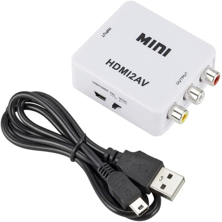 BUBUCAM 1080P HDMI to AV, HDMI to 3RCA Converter Adapter, 3RCA CVBS Composite Video Audio HDMI to AV Adapter with USB Charging Cable for TV DVD PAL PS3 NTSC(White)