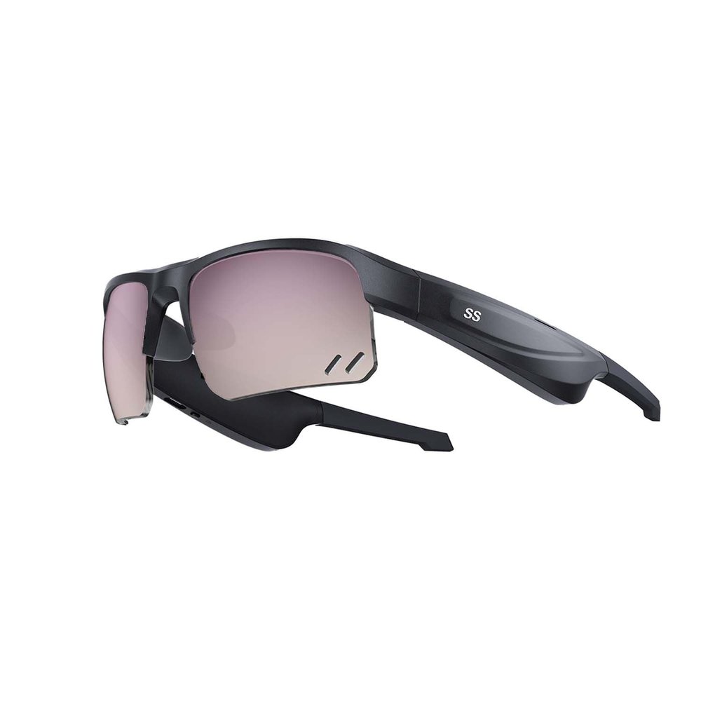 SANGSTRE Sports Audio Sunglasses, Smart Bluetooth Glasses for Cycling, Running and Hiking. Black Frame & Transition AR Purple.