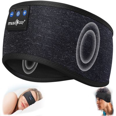 MUSICOZY Sleep Headphones Bluetooth 5.4 Headband Headphones, Wireless Earphones Music Sleep Earbuds for Side Sleepers Sleeping Eye Mask for Women Men Workout Running Cool Unique Gifts, Black