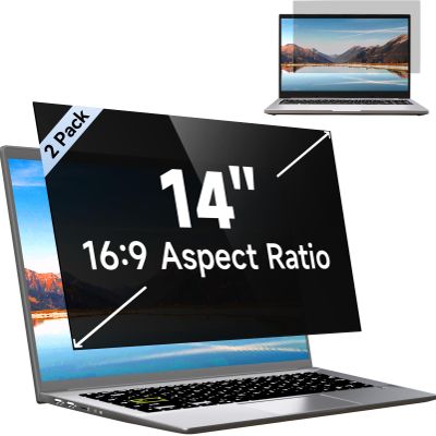 Mamol [2 Pack] 14 Inch Laptop Privacy Screen for Lenovo/HP Envy/Dell/Acer/Asus/Thinkpad, 16:9 Aspect Removable Anti Glare Blue Light Privacy Screen Filter, Laptop Security Shield 14 In