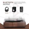 Retrospiler Record Player, 3 Speed Bluetooth Turntable with Built-in Speakers, FM Radio, Vinyl-MP3 Encoding, USB & SD Playback, LED Screen, Wooden Retro LP Player view 3