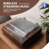 Retrospiler Record Player, 3 Speed Bluetooth Turntable with Built-in Speakers, FM Radio, Vinyl-MP3 Encoding, USB & SD Playback, LED Screen, Wooden Retro LP Player view 4