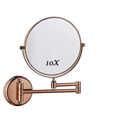 AMHIL Bathroom Vanity, 8-Inch Double-Sided Vanity 360 Rotation, Perfect for Bedroom Dressing Table or Bathroom Vanity (Color : Rose Gold)