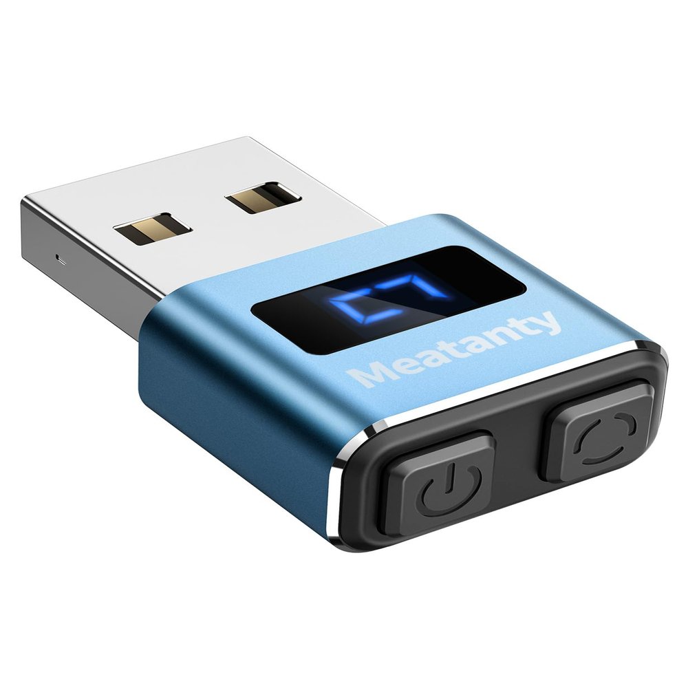 meatanty Metal Tiny Mouse Jiggler, USB Mover Undetectable, Auto Wiggler with Screen, 3 Modes Mouse Mover Device, Giggler Toggler Juggler Keep Computer Laptop Awake - Blue