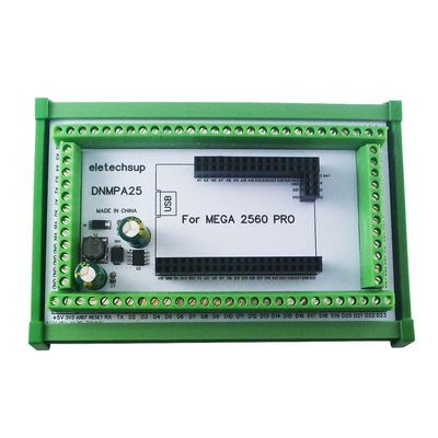 eletechsup MEGA2560 PRO DIN Rail Expansion Board DC-DC 5V 2A Converter 3.96mm Mount Screw Terminal Block Adapter Module DNMPA25 for Arduino (with Rail Box, 1 pcs)