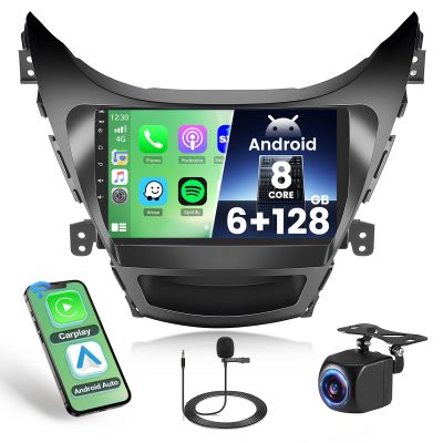 [8Core 6+128G] Android 15 Car Stereo for 2011-2013 Hyundai Elantra Radio, Hikity 9 Inch IPS Touchscreen Radio Wireless Apple Carplay Android Auto, Bluetooth GPS WiFi 32EQ/DSP/FM SWC Backup Cam