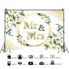 10x8ft Wedding Backdrop Mr Mrs White Flowers Gold Spots Photography Background Bridal Shower Party Anniversary Banner Cake Table Decorations Supplies Photo Booth Props view 2