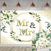 10x8ft Wedding Backdrop Mr Mrs White Flowers Gold Spots Photography Background Bridal Shower Party Anniversary Banner Cake Table Decorations Supplies Photo Booth Props view 3
