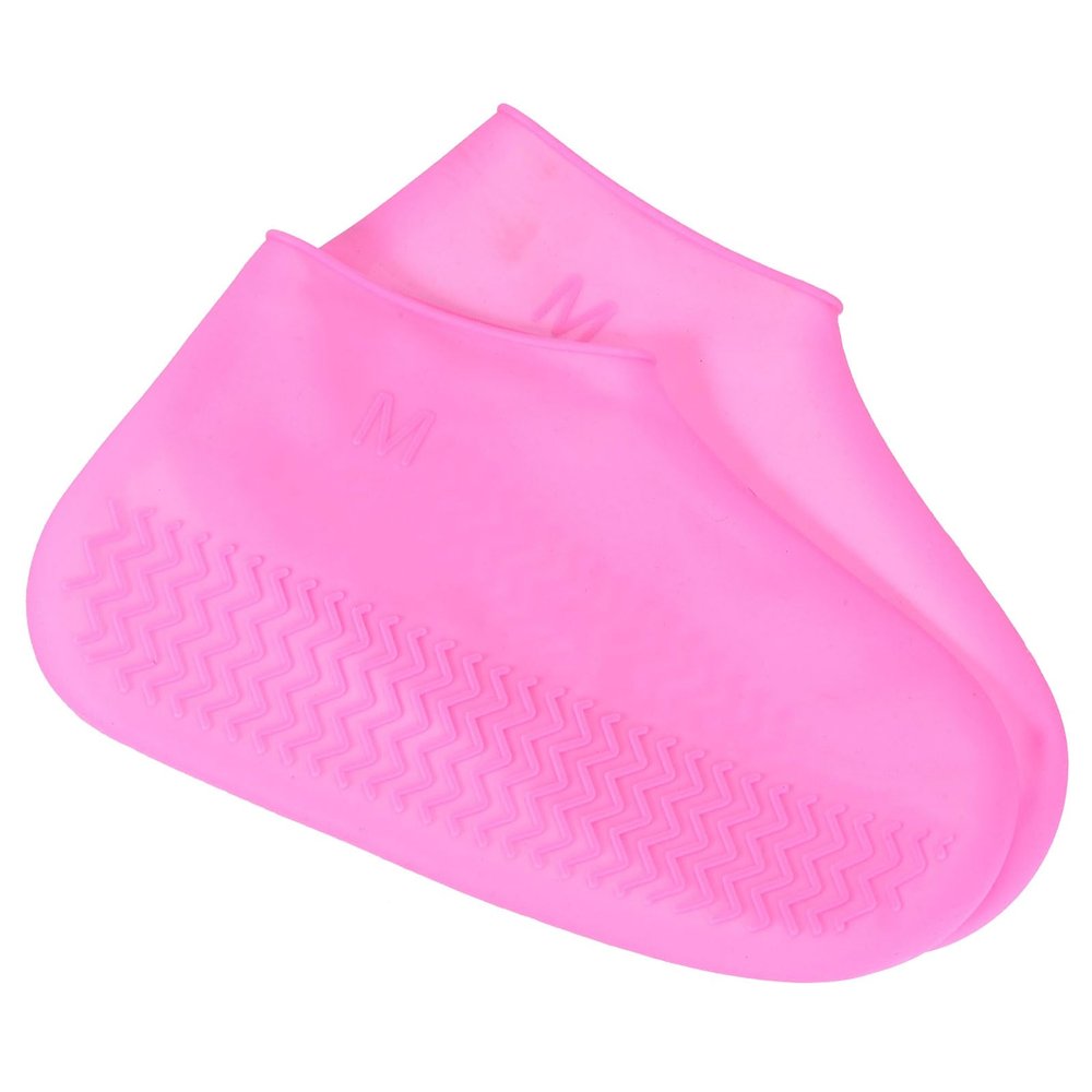 M METERXITY Waterproof Shoe Cover - Reusable Anti-Slip Foldable Galoshes Shoes Protectors, Apply to Outdoor Sports (M, Pink)