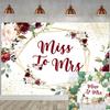 10x6.5ft Miss to Mrs Backdrop Burgundy Red Floral Gold Spots Bridal Shower Photography Background Bride to Be Wedding Party Cake Table Banner Decorations Supplies Photo Booth Props view 3