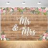 10x6.5ft Mr and Mrs Backdrop Rustic Wood White Flowers Bridal Shower Photography Background Wedding Party Bride to Be Engagement Banner Decorations Cake Table Supplies Photo Booth Props view 1