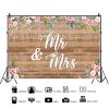 10x6.5ft Mr and Mrs Backdrop Rustic Wood White Flowers Bridal Shower Photography Background Wedding Party Bride to Be Engagement Banner Decorations Cake Table Supplies Photo Booth Props view 2
