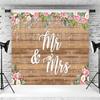 10x6.5ft Mr and Mrs Backdrop Rustic Wood White Flowers Bridal Shower Photography Background Wedding Party Bride to Be Engagement Banner Decorations Cake Table Supplies Photo Booth Props view 4