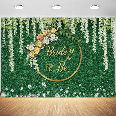 10x6.5ft Bridal Shower Backdrop Wedding Theme Greenery Wall White Flowers Photography Background Bride to Be Engagement Banner Decorations Supplies Photo Booth Props