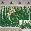 10x6.5ft Bridal Shower Backdrop Wedding Theme Greenery Wall White Flowers Photography Background Bride to Be Engagement Banner Decorations Supplies Photo Booth Props view 3