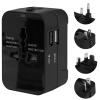 Travel Adapter, Universal Double USB Plug Adapter, Worldwide All in One Universal Travel Adaptor, Portable Multifunctional AC Wall Converter Charger Adapter for AUS UK US EU view 1