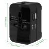 Travel Adapter, Universal Double USB Plug Adapter, Worldwide All in One Universal Travel Adaptor, Portable Multifunctional AC Wall Converter Charger Adapter for AUS UK US EU view 2