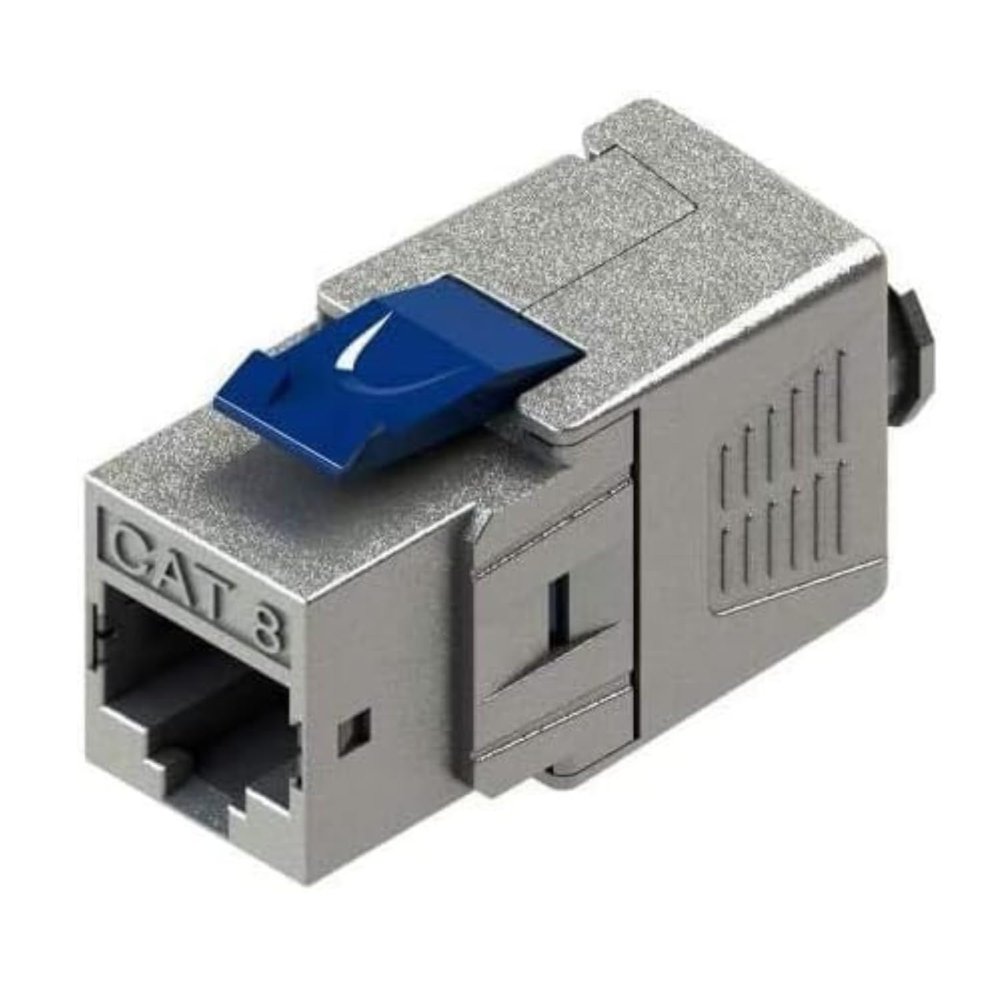 SATMAXIMUM Cat 8 RJ45 FTP Tool-Free Keystone Jack, 22AWG-24AWG, 2000MHz 40G S/FTP Shielded LAN Adapter, Ethernet Connector Kit with Wire Organizer, Cable Tie & Adhesive Copper Foil (10 PCS)