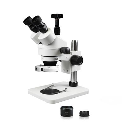 Vision Scientific VS-1AFZ-IFR07-5607NS Simul-Focal Trinocular Zoom Stereo Microscope, 10x Widefield Eyepiece, 0.7X-4.5X Zoom Range, 7x-45x Magnification Range, Pillar Stand, 16MP Digital Camera