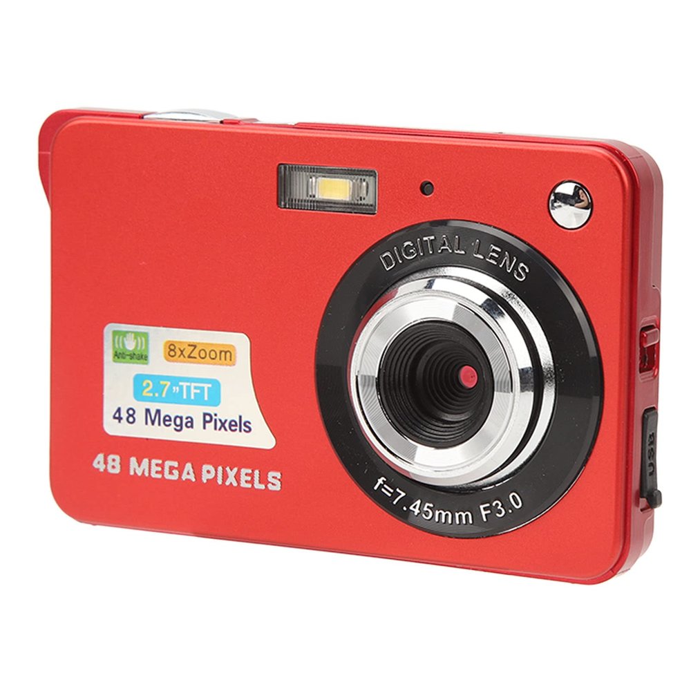 4K 48MP Digital Camera, Compact Kids Camera with 2.7 Inch LCD Screen, 8X Zoom, Data Transfer Rechargeable, Compact Mini Camera for Kids Student Children Teens Girl Boy