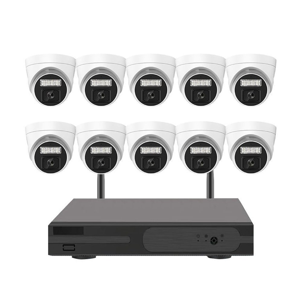 10CH 5MP Wireless WiFi CCTV Surveillance Camera System with 10 Cameras, Full HD Home Security Waterproof Camera Kit with Two Way Audio, Color Night Vision, Human Detection