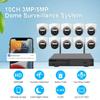 10CH 5MP Wireless WiFi CCTV Surveillance Camera System with 10 Cameras, Full HD Home Security Waterproof Camera Kit with Two Way Audio, Color Night Vision, Human Detection view 2