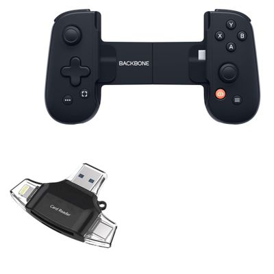 BoxWave Smart Gadget Compatible with Backbone One (Android) - AllReader SD Card Reader, microSD Card Reader SD Compact USB - Jet Black