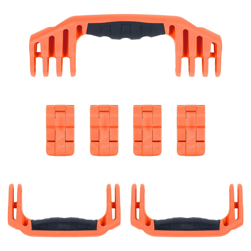 Pelican 1610 Replacement Handle & Latch Set by ColorCase - Orange Handles & Double Throw Latches