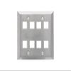 8 Port Stainless Steel Keystone Faceplate - Dual Gang view 1