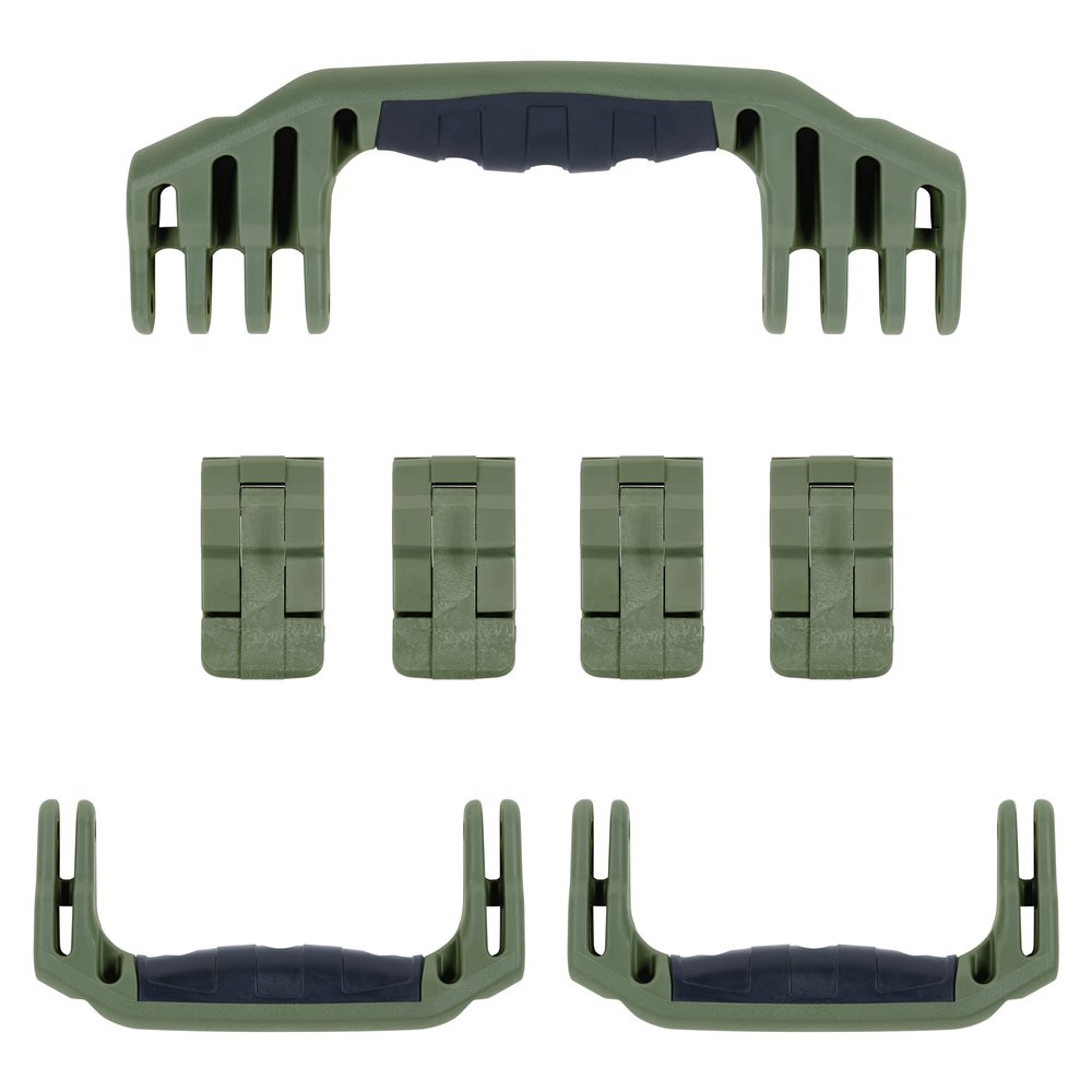 Pelican 1610 Replacement Handle & Latch Set by ColorCase - OD Green Handles & Double Throw Latches