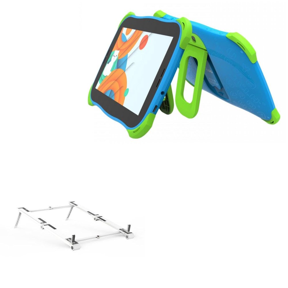 BoxWave Stand and Mount Compatible with G-tab Q6 (7 in) - Pocket Aluminum Stand 3-in-1, Portable Multi Angle Viewing Riser - Metallic Silver