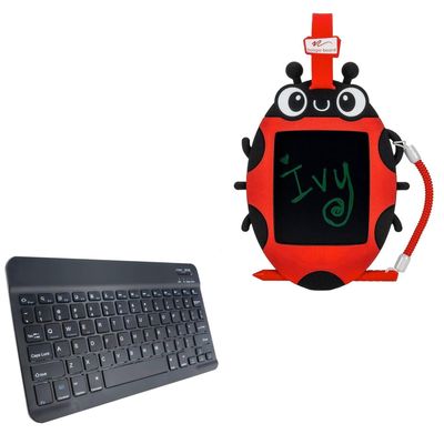 BoxWave Keyboard Compatible with Boogie Board Kids Sketch Pals Portable Bug Authentic Doodle Board (4 in) - SlimKeys Bluetooth Keyboard, Portable Thin with Chiclet-Style Keys - Jet Black