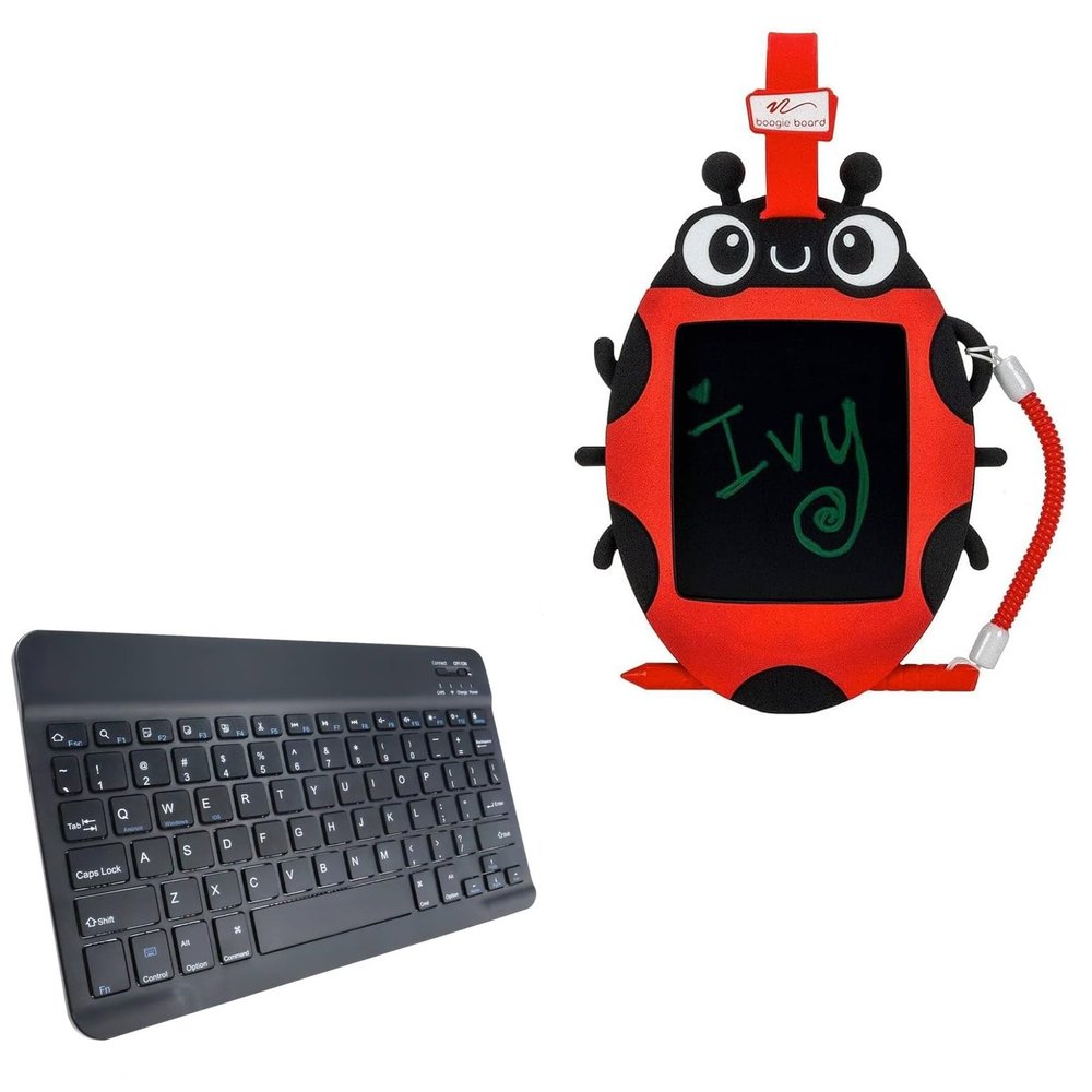 BoxWave Keyboard Compatible with Boogie Board Kids Sketch Pals Portable Bug Authentic Doodle Board (4 in) - SlimKeys Bluetooth Keyboard, Portable Thin with Chiclet-Style Keys - Jet Black