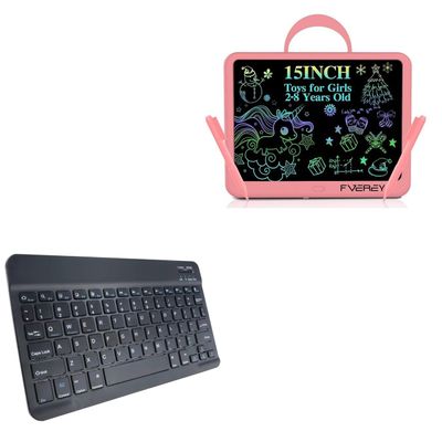BoxWave Keyboard Compatible with FVEREY Large Doodle Board (15 in) - SlimKeys Bluetooth Keyboard, Portable Thin with Chiclet-Style Keys - Jet Black