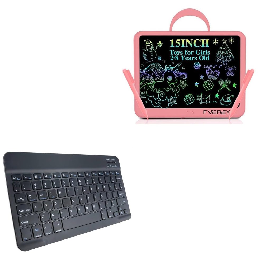 BoxWave Keyboard Compatible with FVEREY Large Doodle Board (15 in) - SlimKeys Bluetooth Keyboard, Portable Thin with Chiclet-Style Keys - Jet Black