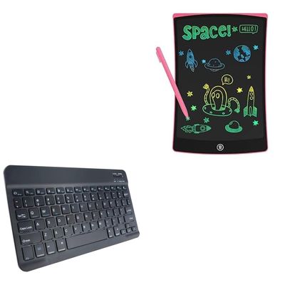 BoxWave Keyboard Compatible with NEWYES Writing Tablet Doodle Board (10 in) - SlimKeys Bluetooth Keyboard, Portable Thin with Chiclet-Style Keys - Jet Black