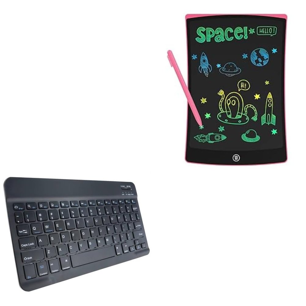 BoxWave Keyboard Compatible with NEWYES Writing Tablet Doodle Board (10 in) - SlimKeys Bluetooth Keyboard, Portable Thin with Chiclet-Style Keys - Jet Black