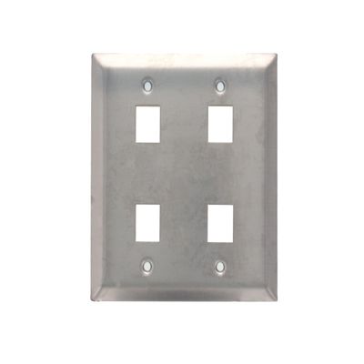 4 Port Stainless Steel Keystone Faceplate - Dual Gang